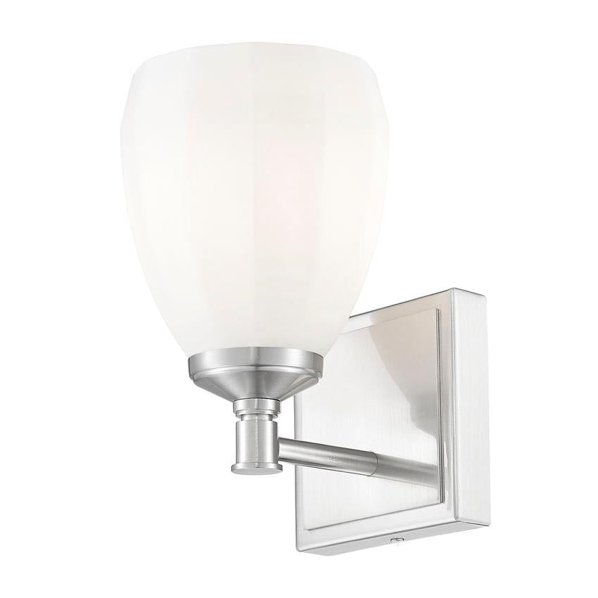 Z-Lite Oren 1-Light Medium Bulb Base Brushed Nickel Steel Frame Matte Opal Glass Shade Vanity Light