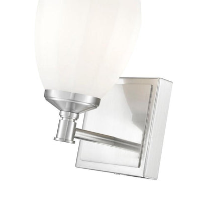 Z-Lite Oren 1-Light Medium Bulb Base Brushed Nickel Steel Frame Matte Opal Glass Shade Vanity Light