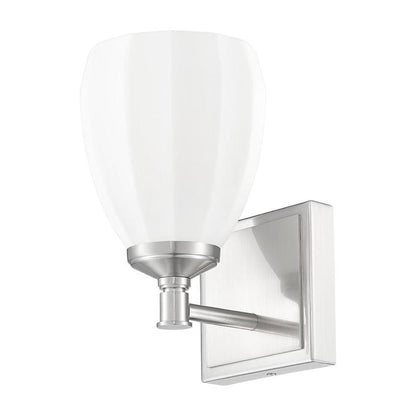 Z-Lite Oren 1-Light Medium Bulb Base Brushed Nickel Steel Frame Matte Opal Glass Shade Vanity Light