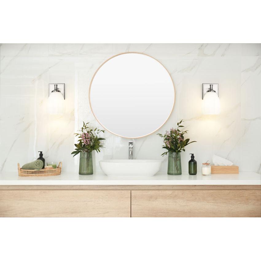 Z-Lite Oren 1-Light Medium Bulb Base Brushed Nickel Steel Frame Matte Opal Glass Shade Vanity Light