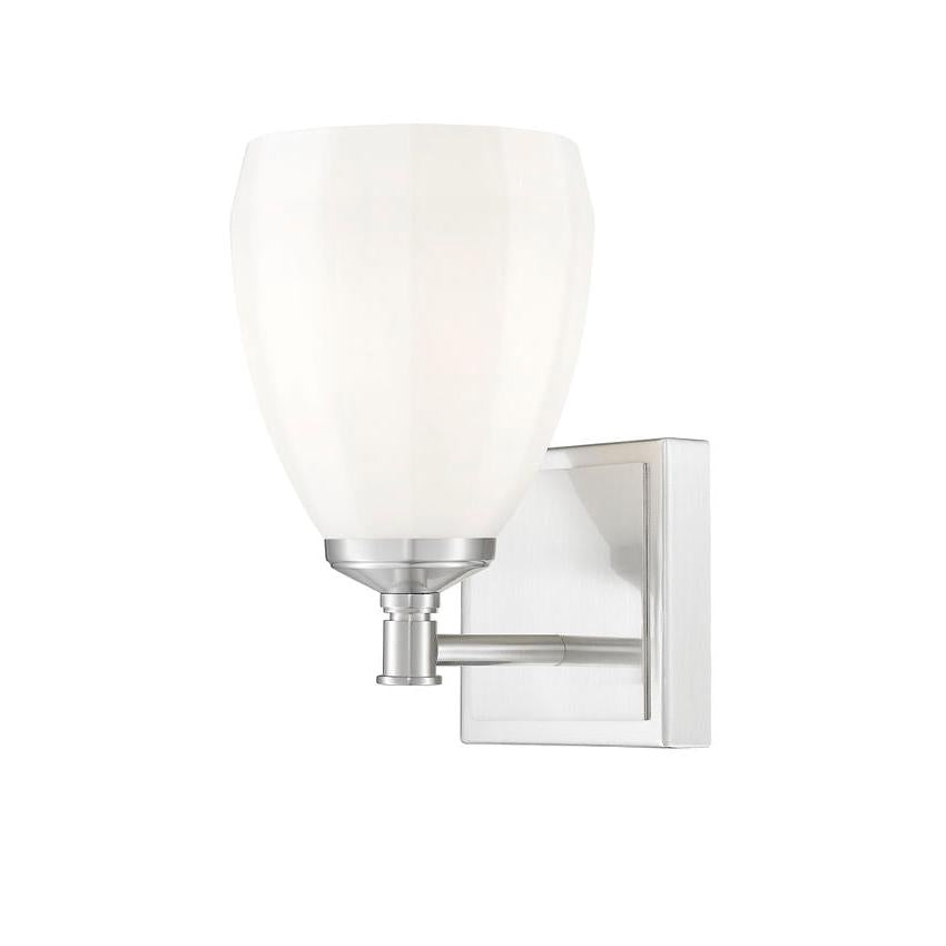 Z-Lite Oren 1-Light Medium Bulb Base Brushed Nickel Steel Frame Matte Opal Glass Shade Vanity Light