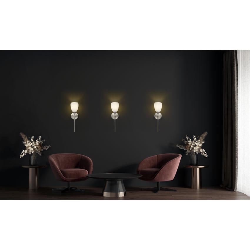 Z-Lite Oren 1-Light Medium Bulb Base Brushed Nickel Steel Frame Matte Opal Glass Shade Wall Sconce