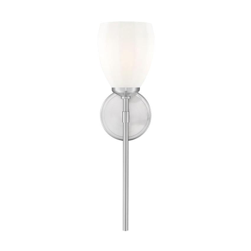 Z-Lite Oren 1-Light Medium Bulb Base Brushed Nickel Steel Frame Matte Opal Glass Shade Wall Sconce
