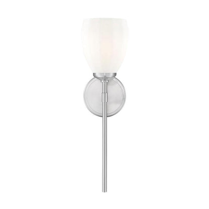 Z-Lite Oren 1-Light Medium Bulb Base Brushed Nickel Steel Frame Matte Opal Glass Shade Wall Sconce