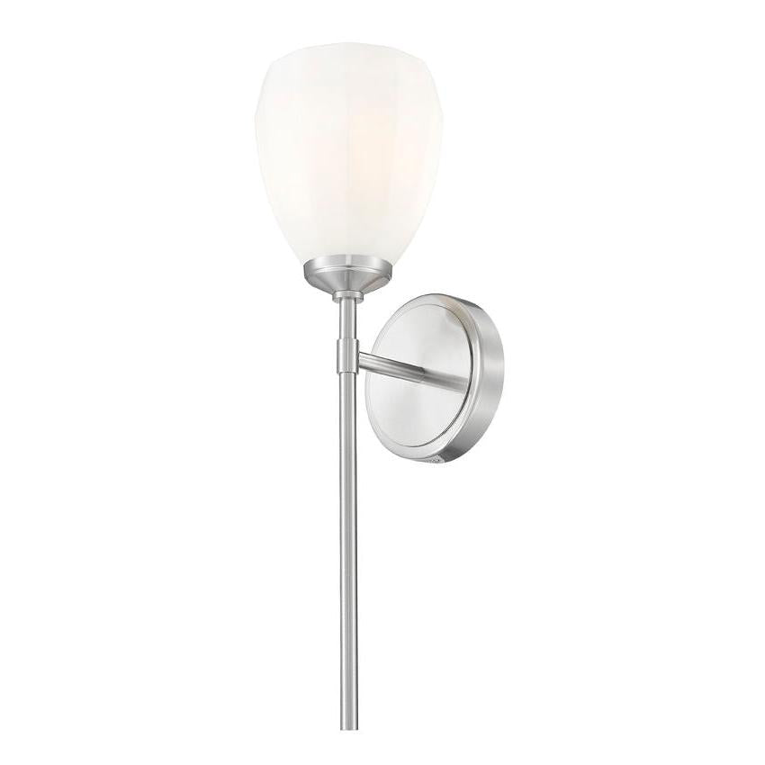 Z-Lite Oren 1-Light Medium Bulb Base Brushed Nickel Steel Frame Matte Opal Glass Shade Wall Sconce