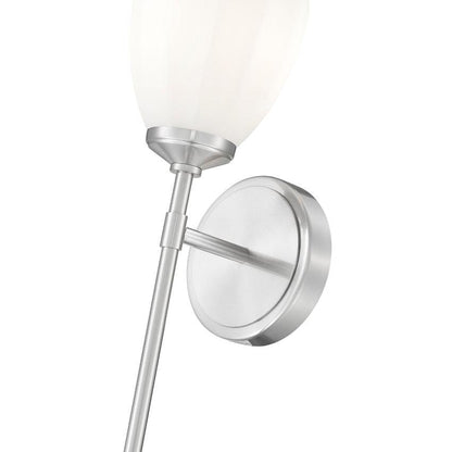 Z-Lite Oren 1-Light Medium Bulb Base Brushed Nickel Steel Frame Matte Opal Glass Shade Wall Sconce