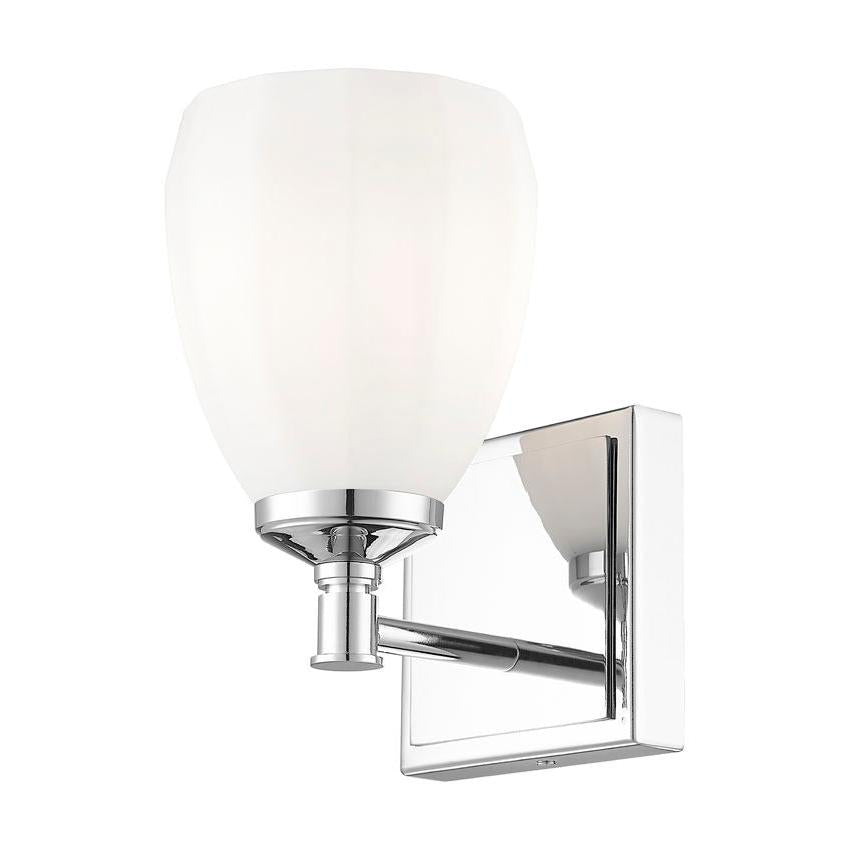 Z-Lite Oren 1-Light Medium Bulb Base Chrome Steel Frame Matte Opal Glass Shade Vanity Light