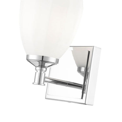 Z-Lite Oren 1-Light Medium Bulb Base Chrome Steel Frame Matte Opal Glass Shade Vanity Light
