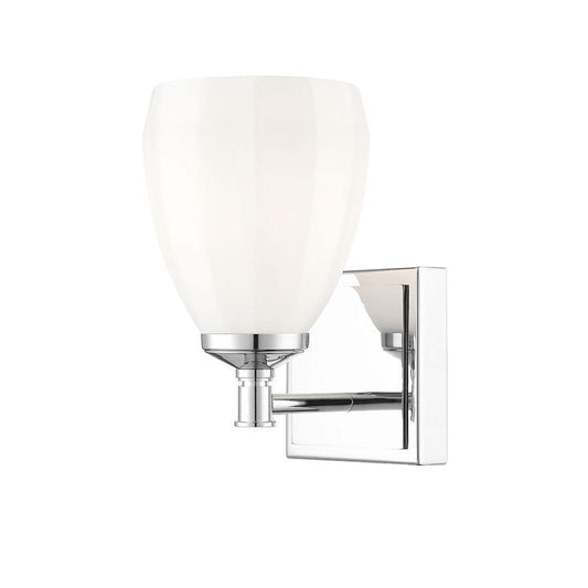Z-Lite Oren 1-Light Medium Bulb Base Chrome Steel Frame Matte Opal Glass Shade Vanity Light