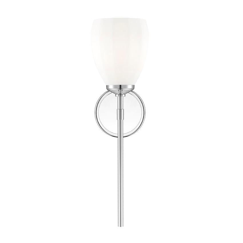Z-Lite Oren 1-Light Medium Bulb Base Chrome Steel Frame Matte Opal Glass Shade Wall Sconce