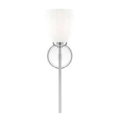 Z-Lite Oren 1-Light Medium Bulb Base Chrome Steel Frame Matte Opal Glass Shade Wall Sconce