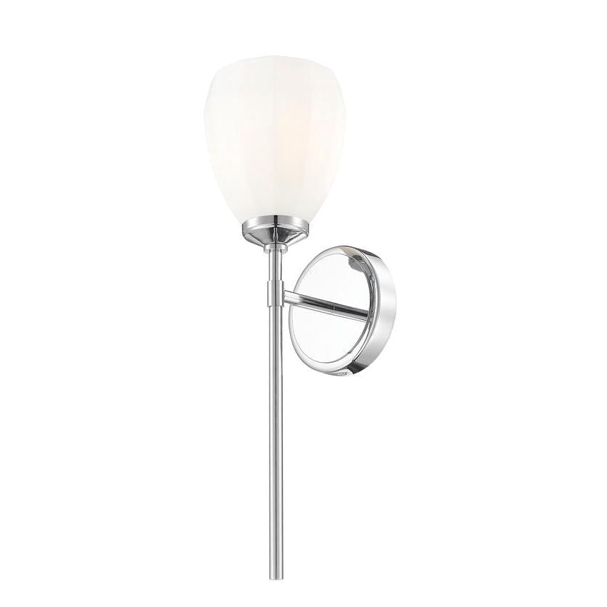 Z-Lite Oren 1-Light Medium Bulb Base Chrome Steel Frame Matte Opal Glass Shade Wall Sconce