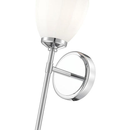 Z-Lite Oren 1-Light Medium Bulb Base Chrome Steel Frame Matte Opal Glass Shade Wall Sconce