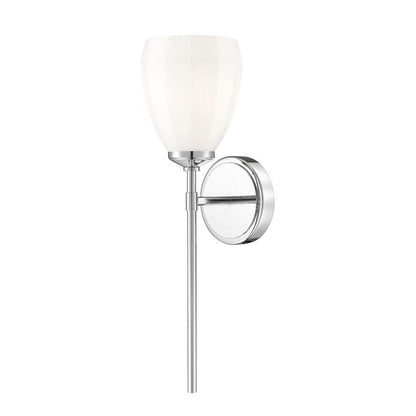 Z-Lite Oren 1-Light Medium Bulb Base Chrome Steel Frame Matte Opal Glass Shade Wall Sconce
