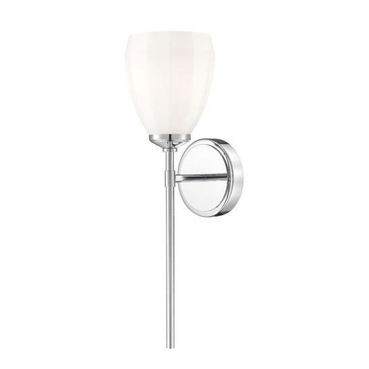 Z-Lite Oren 1-Light Medium Bulb Base Chrome Steel Frame Matte Opal Glass Shade Wall Sconce