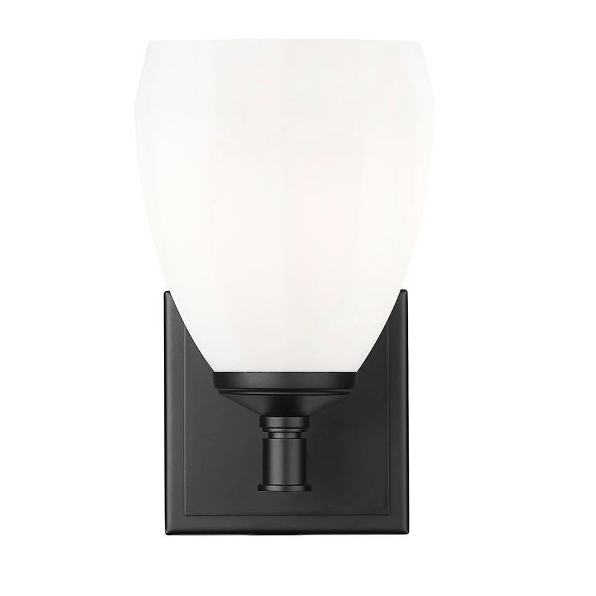 Z-Lite Oren 1-Light Medium Bulb Base Matte Black Steel Frame Matte Opal Glass Shade Vanity Light