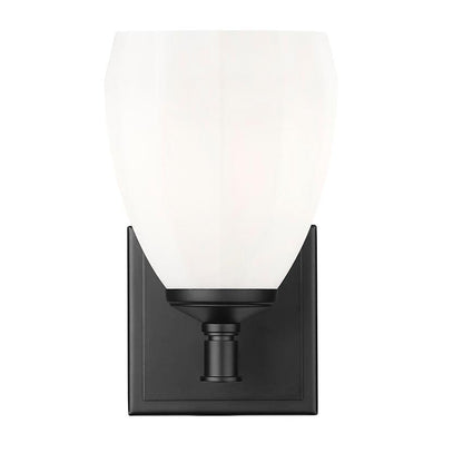 Z-Lite Oren 1-Light Medium Bulb Base Matte Black Steel Frame Matte Opal Glass Shade Vanity Light