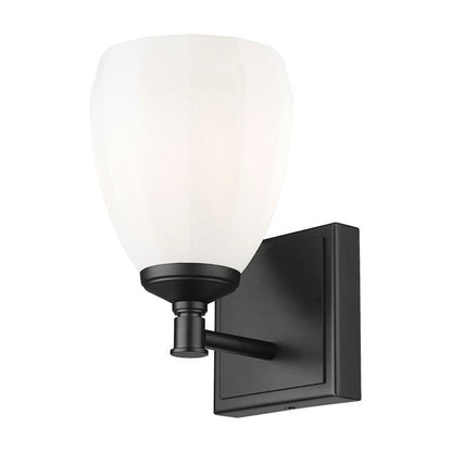 Z-Lite Oren 1-Light Medium Bulb Base Matte Black Steel Frame Matte Opal Glass Shade Vanity Light