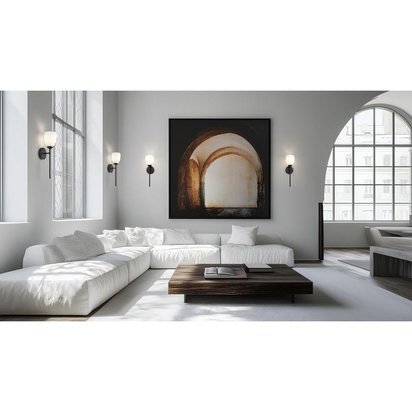 Z-Lite Oren 1-Light Medium Bulb Base Matte Black Steel Frame Matte Opal Glass Shade Wall Sconce