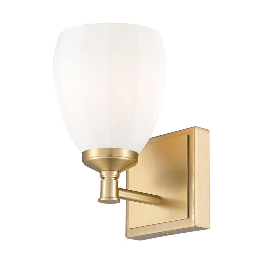 Z-Lite Oren 1-Light Medium Bulb Base Modern Gold Steel Frame Matte Opal Glass Shade Vanity Light