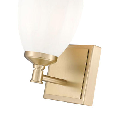 Z-Lite Oren 1-Light Medium Bulb Base Modern Gold Steel Frame Matte Opal Glass Shade Vanity Light