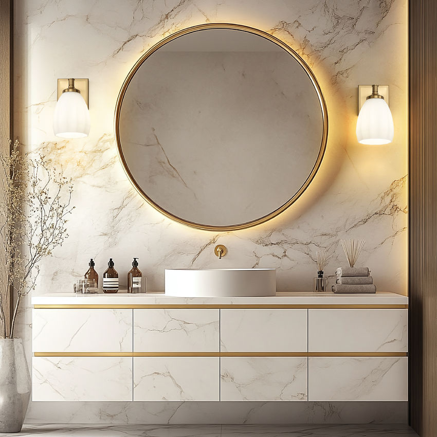 Z-Lite Oren 1-Light Medium Bulb Base Modern Gold Steel Frame Matte Opal Glass Shade Vanity Light