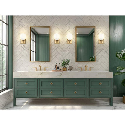 Z-Lite Oren 1-Light Medium Bulb Base Modern Gold Steel Frame Matte Opal Glass Shade Vanity Light