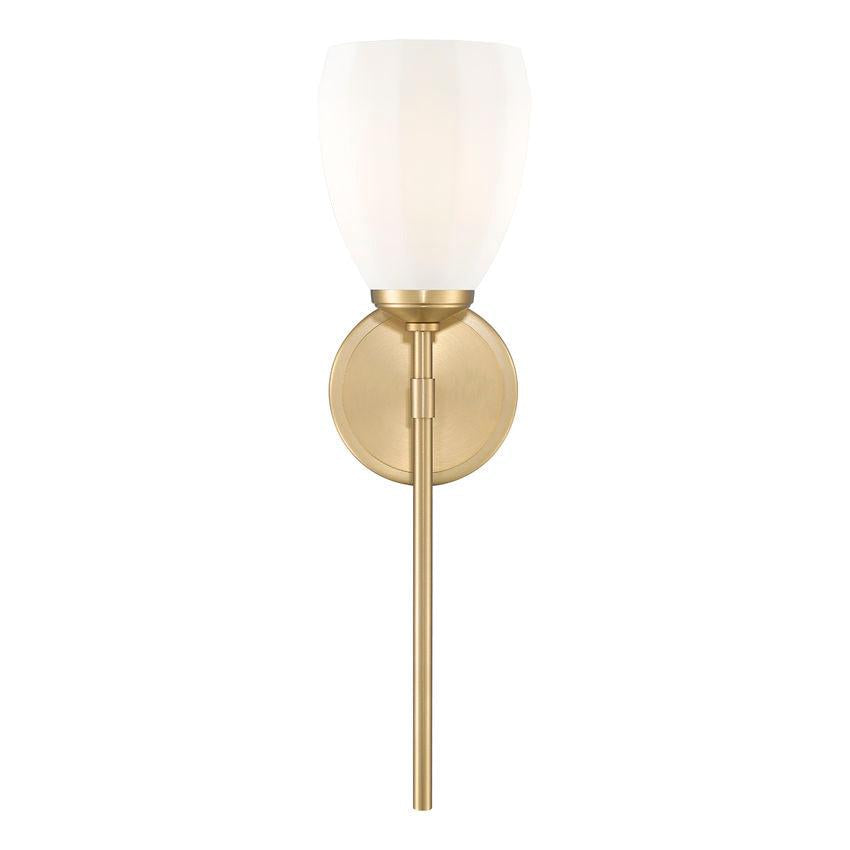 Z-Lite Oren 1-Light Medium Bulb Base Modern Gold Steel Frame Matte Opal Glass Shade Wall Sconce