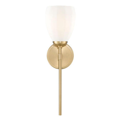 Z-Lite Oren 1-Light Medium Bulb Base Modern Gold Steel Frame Matte Opal Glass Shade Wall Sconce