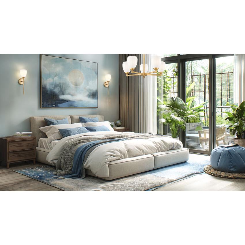 Z-Lite Oren 1-Light Medium Bulb Base Modern Gold Steel Frame Matte Opal Glass Shade Wall Sconce