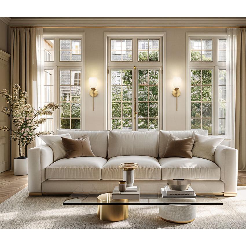 Z-Lite Oren 1-Light Medium Bulb Base Modern Gold Steel Frame Matte Opal Glass Shade Wall Sconce