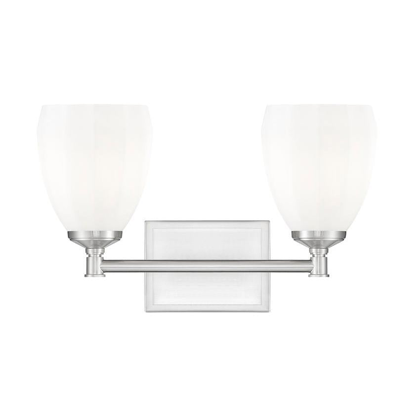 Z-Lite Oren 2-Light Medium Bulb Base Brushed Nickel Steel Frame Matte Opal Glass Shade Vanity Light
