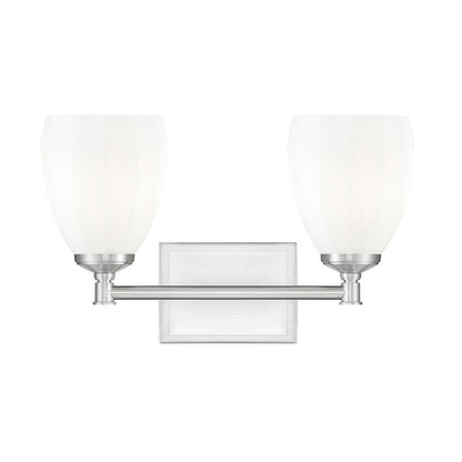 Z-Lite Oren 2-Light Medium Bulb Base Brushed Nickel Steel Frame Matte Opal Glass Shade Vanity Light
