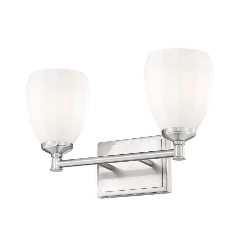 Z-Lite Oren 2-Light Medium Bulb Base Brushed Nickel Steel Frame Matte Opal Glass Shade Vanity Light