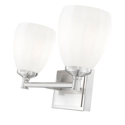 Z-Lite Oren 2-Light Medium Bulb Base Brushed Nickel Steel Frame Matte Opal Glass Shade Vanity Light