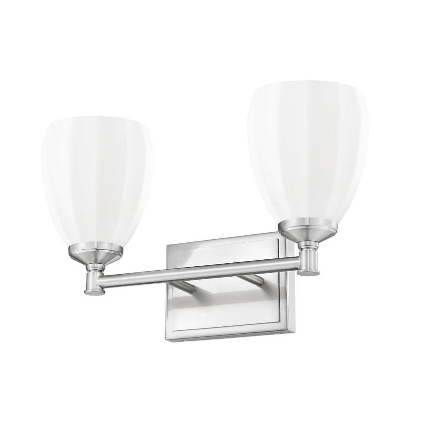 Z-Lite Oren 2-Light Medium Bulb Base Brushed Nickel Steel Frame Matte Opal Glass Shade Vanity Light