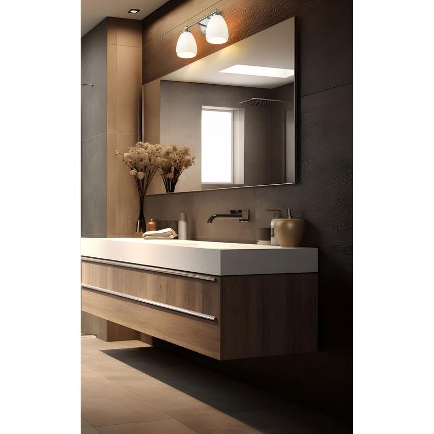 Z-Lite Oren 2-Light Medium Bulb Base Brushed Nickel Steel Frame Matte Opal Glass Shade Vanity Light