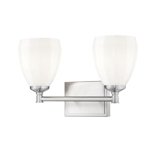 Z-Lite Oren 2-Light Medium Bulb Base Brushed Nickel Steel Frame Matte Opal Glass Shade Vanity Light