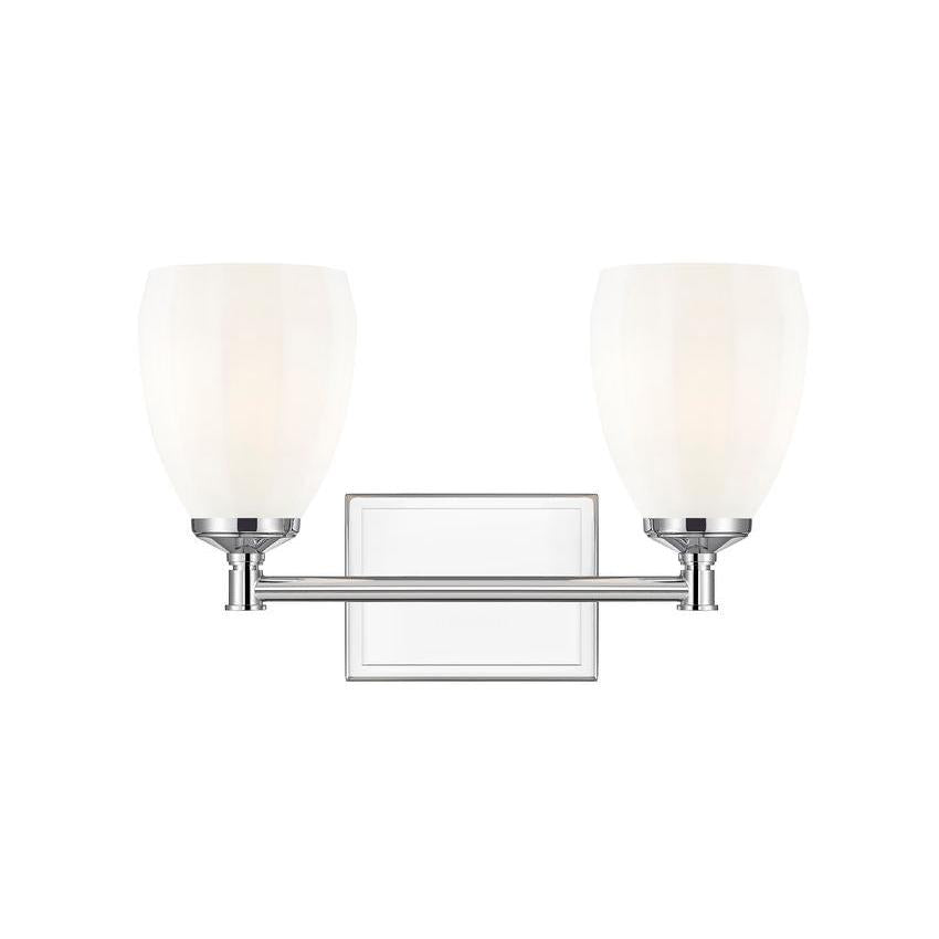 Z-Lite Oren 2-Light Medium Bulb Base Chrome Steel Frame Matte Opal Glass Shade Vanity Light