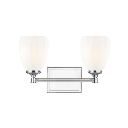Z-Lite Oren 2-Light Medium Bulb Base Chrome Steel Frame Matte Opal Glass Shade Vanity Light