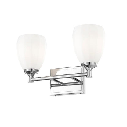 Z-Lite Oren 2-Light Medium Bulb Base Chrome Steel Frame Matte Opal Glass Shade Vanity Light