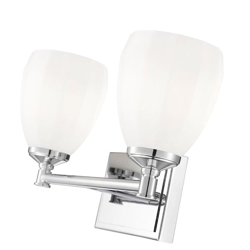 Z-Lite Oren 2-Light Medium Bulb Base Chrome Steel Frame Matte Opal Glass Shade Vanity Light