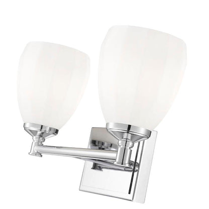 Z-Lite Oren 2-Light Medium Bulb Base Chrome Steel Frame Matte Opal Glass Shade Vanity Light