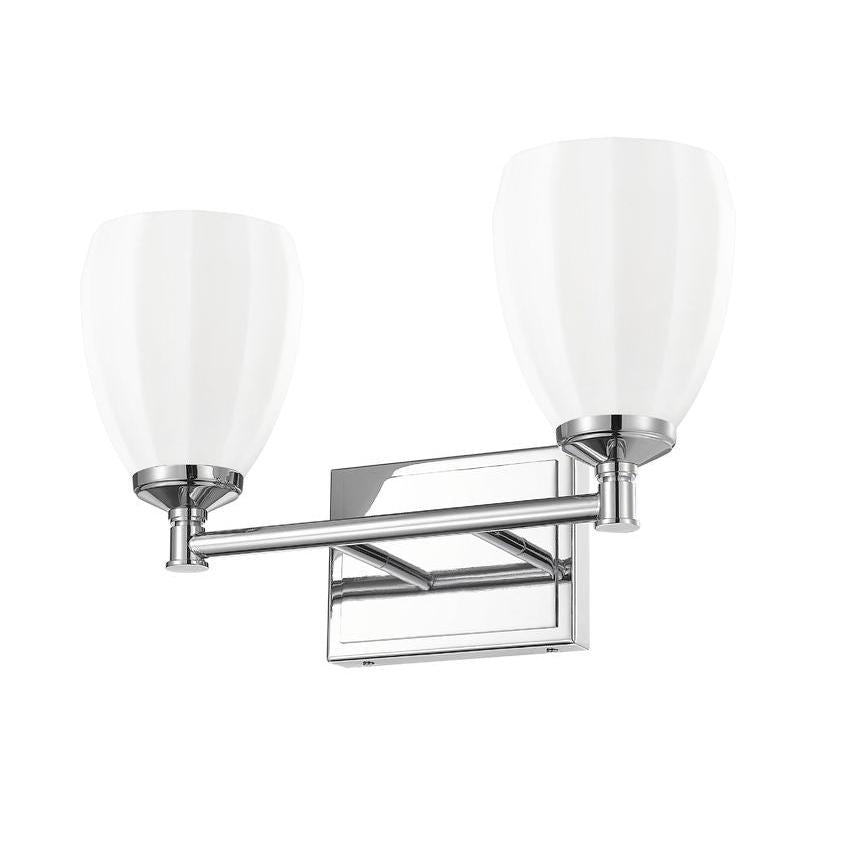 Z-Lite Oren 2-Light Medium Bulb Base Chrome Steel Frame Matte Opal Glass Shade Vanity Light