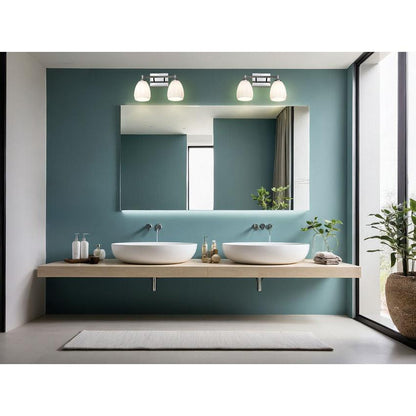 Z-Lite Oren 2-Light Medium Bulb Base Chrome Steel Frame Matte Opal Glass Shade Vanity Light