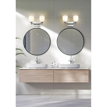 Z-Lite Oren 2-Light Medium Bulb Base Chrome Steel Frame Matte Opal Glass Shade Vanity Light