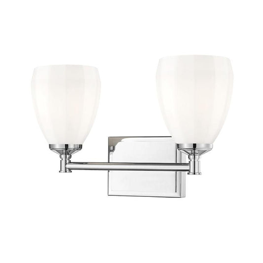 Z-Lite Oren 2-Light Medium Bulb Base Chrome Steel Frame Matte Opal Glass Shade Vanity Light