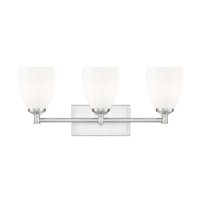 Z-Lite Oren 3-Light Medium Bulb Base Brushed Nickel Steel Frame Matte Opal Glass Shade Vanity Light