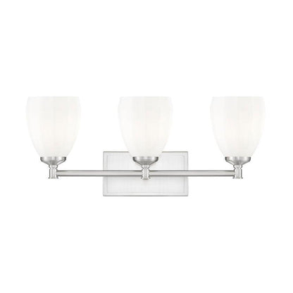 Z-Lite Oren 3-Light Medium Bulb Base Brushed Nickel Steel Frame Matte Opal Glass Shade Vanity Light