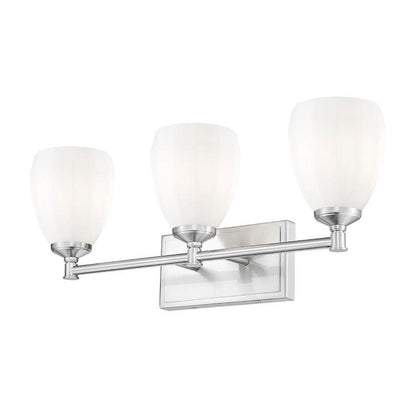 Z-Lite Oren 3-Light Medium Bulb Base Brushed Nickel Steel Frame Matte Opal Glass Shade Vanity Light